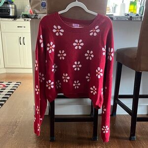 Miami Red Floral Crew Neck Sweater